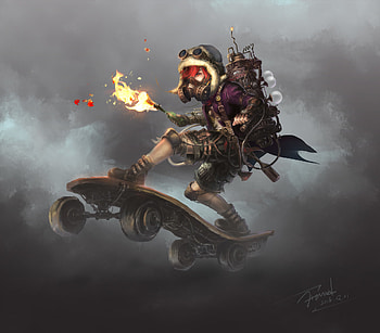 Steampunk Hunters, steampunk, digital-art, artwork, artstation HD wallpaper