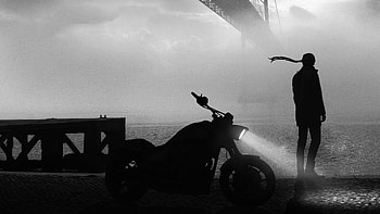 Keanu Reeves As Ghost Rider, keanu-reeves, ghost-rider, superheroes, artwork, artstation, monochrome, black-and-white HD wallpaper