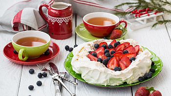 Food, Apples, Desert, Drinks, Bilberries, Tea HD wallpaper