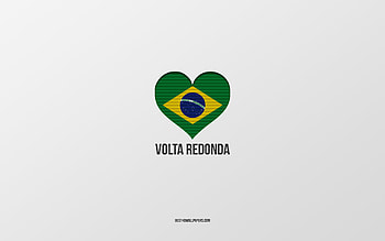 I Love Volta Redonda, Brazilian cities, Day of Volta Redonda, gray background, Volta Redonda, Brazil, Brazilian flag heart, favorite cities, Love Volta Redonda HD wallpaper