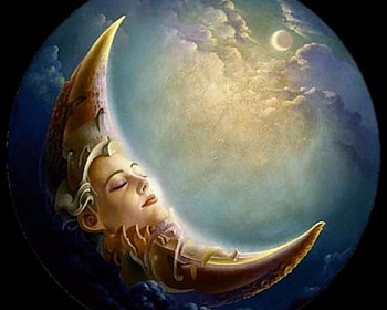 Moon Lady, lady, planet, moon, fantasy, art, crescent, face HD wallpaper