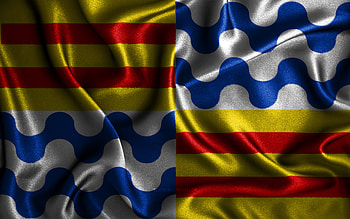 Badalona flag, , silk wavy flags, spanish cities, Day of Badalona, Flag of Badalona, fabric flags, 3D art, Badalona, cities of Spain, Badalona 3D flag HD wallpaper
