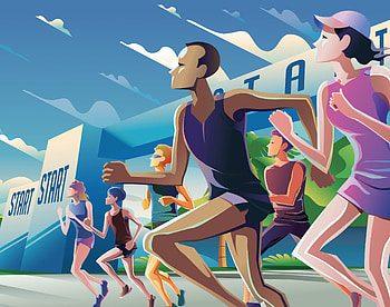 Marathon, Running theme art, Vector graphics, Creative design HD wallpaper