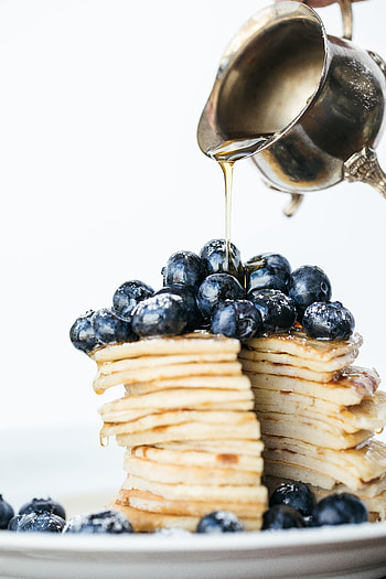 Food, Bilberries, Berries, Pancakes, Bakery Products, Baking, Honey HD phone wallpaper
