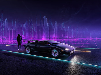 Retropunk Lamborghini Classic, outrun, lamborghini, synthwave, vaporwave, artist, artwork, digital-art HD wallpaper