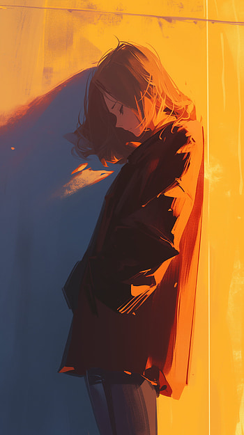 Lofi Sunset Sorrows, woman, silhouette, artistic HD phone wallpaper