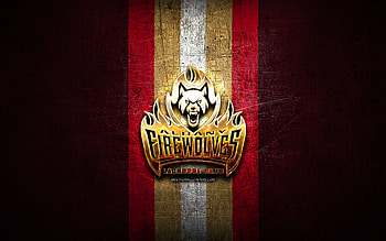 Albany Firewolves, golden logo, NLL, red metal background, american lacrosse team, Albany Firewolves logo, National Lacrosse League, lacrosse HD wallpaper