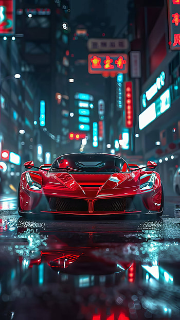 Ferrari LaFerrari Red Blaze – Sleek Night City, car, Ferrari HD phone wallpaper