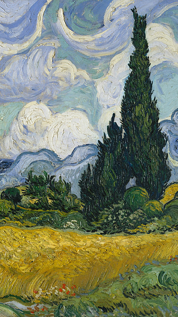 Wheat Field with Cypresses, Vincent van Gogh HD phone wallpaper