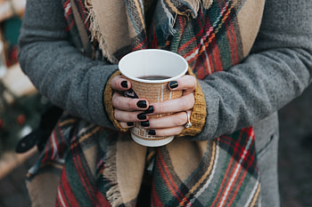 Food, Coffee, Glass, Hands, Scarf HD wallpaper