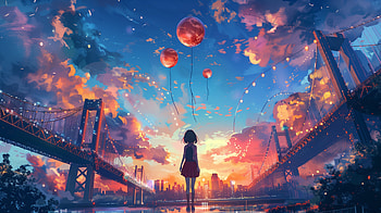 Bridge, girl, bridge, AI Art HD wallpaper