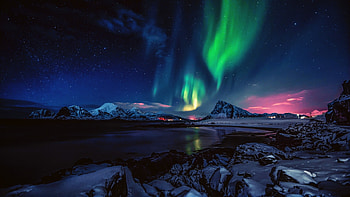 northern lights, winter, dream, northernlights, reflections HD wallpaper