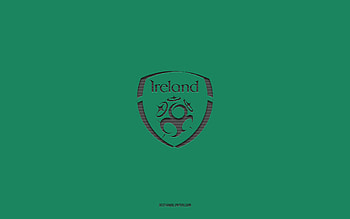 Republic of Ireland national football team, green background, football team, emblem, UEFA, Republic of Ireland, football, Republic of Ireland national football team logo, Europe HD wallpaper