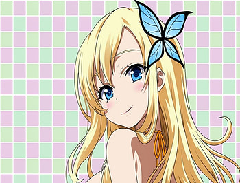Kashiwazaki Sena, Butterfly, Anime, Cute, Smile, Girl, Sweet, Boku Wa Tomodachi Ga Sukunai, Blonde Hair, Blue Eyes, Long Hair HD wallpaper