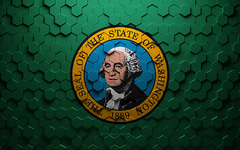 Flag of Washington, honeycomb art, Washington hexagons flag, Washington, 3d hexagons art, Washington flag HD wallpaper