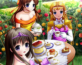 cake party, tea, cute, dress, cake, crown, snack, flower, female, blossom, sexy, hot, girl, food, anime girl, royal, tiara, anime, princess zelda, zelda, princess, drink HD wallpaper