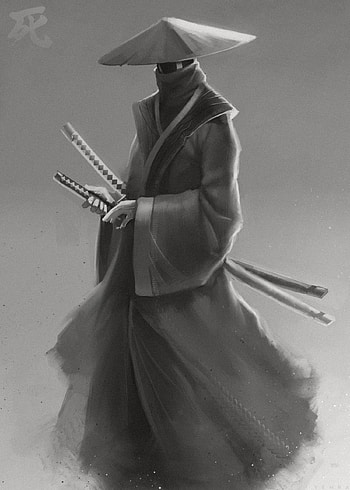Art, Warrior, Black And White, Black-And-White, Samurai, Katanas, Katana HD phone wallpaper