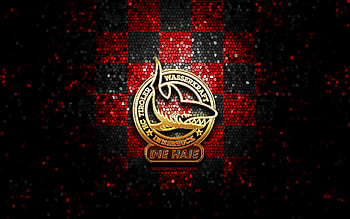 HC TWK Innsbruck, glitter logo, ICE Hockey League, red black checkered background, hockey, austrian hockey team, HC TWK Innsbruck logo, mosaic art HD wallpaper