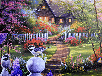 Summer Garden, Garden, House, Calendar, Trees, Painting, Flowers, Nature HD wallpaper