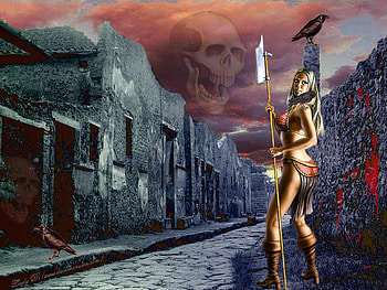 escape to hell, hell, abstract, escape, fantasy, art, maiden, skull, warrior HD wallpaper