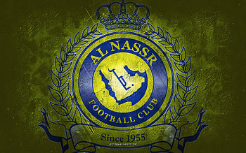 Al Nassr FC, Saudi Arabian football team, yellow background, Al Nassr FC logo, grunge art, Saudi Pro League, Riyadh, football, Saudi Arabia, Al Nassr FC emblem HD wallpaper