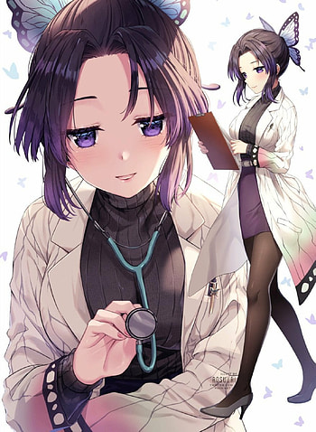 Shinobu kocho, black hair, hair, waifu, kimetsu no yaiba, manga, anime HD phone wallpaper