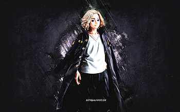 Manjirou Sano, Tokyo Revengers, grunge art, Japanese manga, Tokyo Revengers characters, Manjirou Sano character, blue stone background HD wallpaper