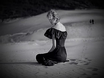 Alone, black, woman, ehite HD wallpaper