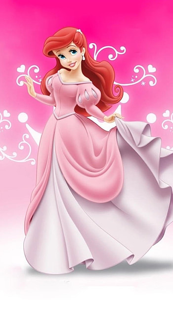 Cute Cartoon Girl, Princess, disney cartoon, pink background HD phone wallpaper
