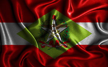 Santa Catarina flag, , silk wavy flags, brazilian states, Day of Santa Catarina, fabric flags, Flag of Santa Catarina, 3D art, Santa Catarina, South America, States of Brazil, Santa Catarina 3D flag, Brazil HD wallpaper