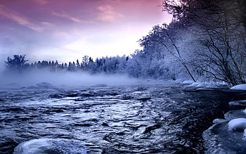 Landscape, Winter, Rivers HD wallpaper