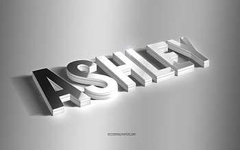 Ashley, silver 3d art, gray background, with names, Ashley name, Ashley greeting card, 3d art, with Ashley name HD wallpaper