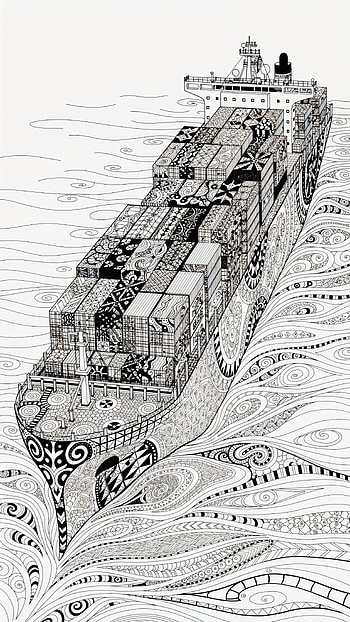 Voyage in Ink — Container Ship , ship HD phone wallpaper
