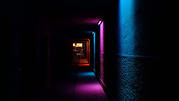 Purple Blue Red Glow Tunnel Corridor Dark Background Dark Background HD wallpaper