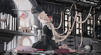 Gothic Anime, Gothic anime girl, Loli fashion, Dark background HD wallpaper