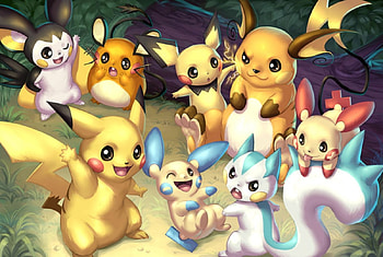 Thundershock, cute, pichu, beauty, nice, group, happy, adorable, sweet, dedenne, beautiful, pikachu, kawaii, thunder, anime, pretty, raichu, lovely, pokemon HD wallpaper