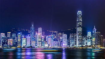 Hong Kong Skyline, Night lights wonder, Colorful , Vibrant city HD wallpaper