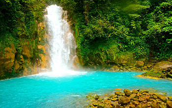 Costa Rica, Waterfall Rio Celeste, Central America HD wallpaper