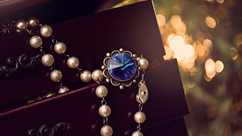 beads, Gemstone pearl sapphire, Pearl necklace, Blue stone HD wallpaper