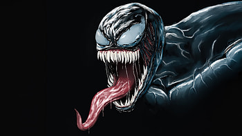 Two Face Venom, venom, superheroes, artwork, art, digital-art, black, pixiv HD wallpaper