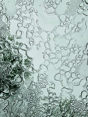 Close-up of water drops on glass creating an abstract texture with reflection. HD phone wallpaper