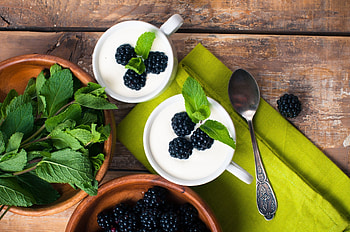 Food, Desert, Blackberry, Berry, Mint, Spoon HD wallpaper