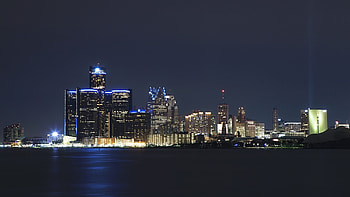 Detroit skyline, Belle Isle, Downtown Detroit, Detroit River HD wallpaper