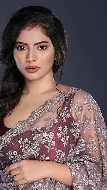 Kruthika Rao, kannada actress, saree lover HD phone wallpaper