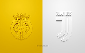 Villarreal CF vs Juventus FC, 2022, UEFA Champions League, Eighth-finals, 3D logos, yellow white background, Champions League, football match, 2022 Champions League, Villarreal CF, Juventus FC HD wallpaper