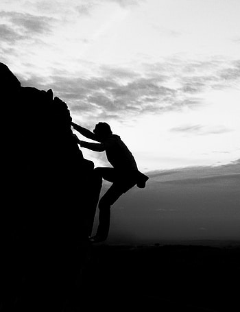 Rock, Dark, Silhouette, Bw, Chb, Rock Climber, Alpinist HD phone wallpaper