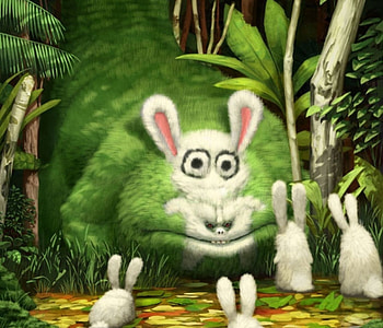 Bunny Eater, bunny, fantasy, green, creature, forest HD wallpaper