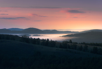 Landscape With Trees And Fog , fog, trees, landscape, nature HD wallpaper
