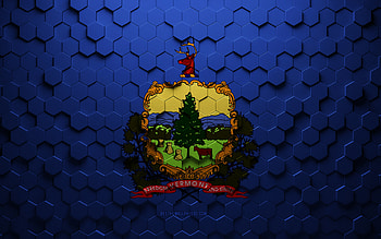 Flag of Vermont, honeycomb art, Vermont hexagons flag, Vermont, 3d hexagons art, Vermont flag HD wallpaper