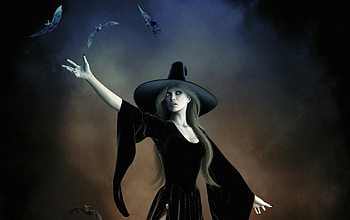 Witch With Hat Black Dress Fantasy Art, witch, fantasy-girls, hat, artist, artwork, digital-art HD wallpaper